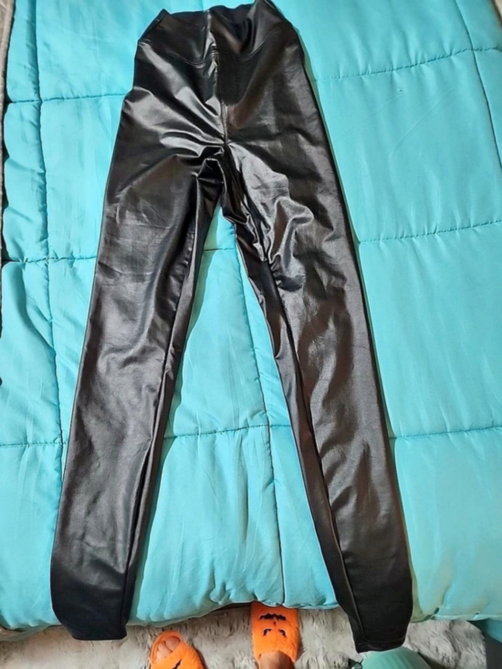 Aerie Vintage Slim High Rise Faux Leather Pants Black Faux Leather-Look Leggings